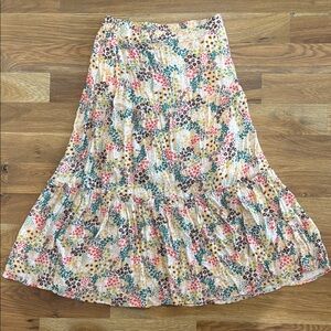 Skies Are Blue Pink and Blue Tiered Maxi Skirt